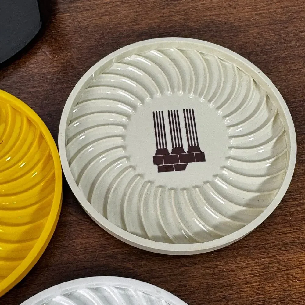 Vintage Plastic Advertising Coasters Salesman Samples with Holder Set of 5